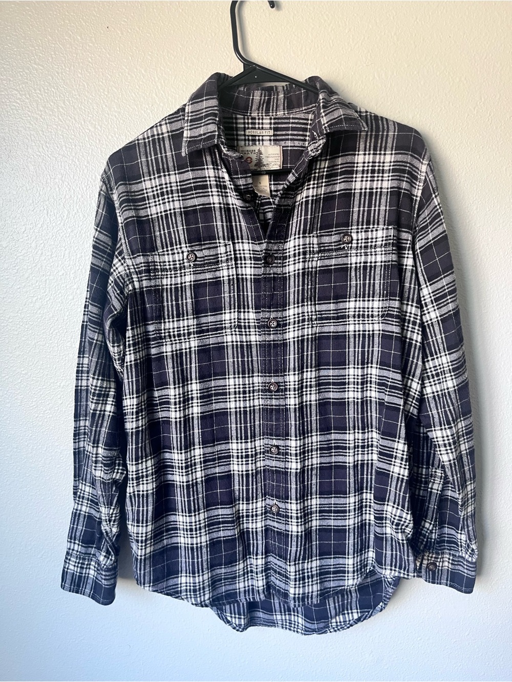 Men's G.H. Bass - Black Plaid Cotton Shirt Jacket - Regular Fit, Small